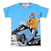 3D футболка Man and Snowmobile
