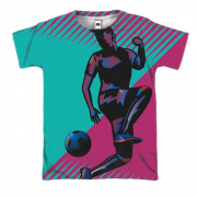 3D футболка Футболист в прыжке Арт