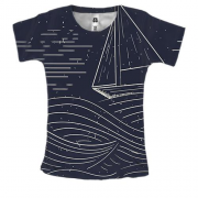 Жіноча 3D футболка Sea Landscape Line Art