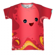 3D футболка с красным осьминогом
