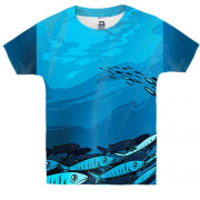 Детская 3D футболка Морское Дно с рыбками