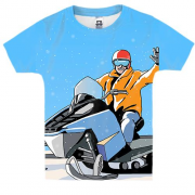 Детская 3D футболка Man and Snowmobile