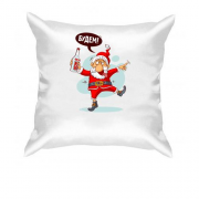Подушка з написом "Будьмо" і Дідом Морозом