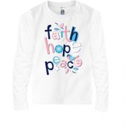 Детский лонгслив Faith Hope Peace