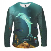 Чоловічий 3D лонгслів з дельфіном в океані