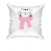 Подушка з котом в рожевому шарфі