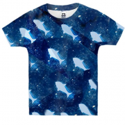 Детская 3D футболка Blue fish pattern
