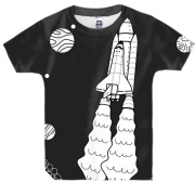 Детская 3D футболка с летящей ракетой