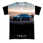 3D футболка Dark blue Tesla