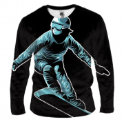 Мужской 3D лонгслив с синим сноубордистом