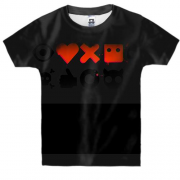 Детская 3D футболка Любовь смерть и роботы. На чёрном