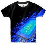 Детская 3D футболка Голубая микросхема