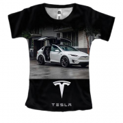 Женская 3D футболка White Tesla