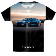 Детская 3D футболка Dark blue Tesla
