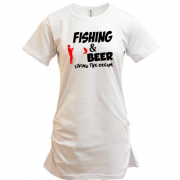 Подовжена футболка Fishing and beer