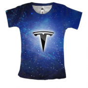 Женская 3D футболка Tesla космос