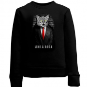 Детский свитшот с котом в пиджаке "Like a Boss"