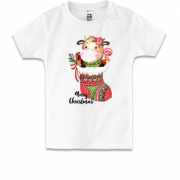 Дитяча футболка з бичком Merry Christmas