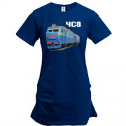 Подовжена футболка з локомотивом потяга ЧС8