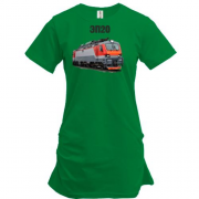 Удлиненная футболка с локомотивом поезда ЭП20
