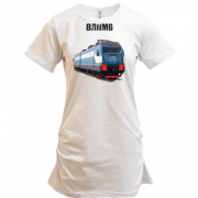 Удлиненная футболка с локомотивом поезда ВЛ11М6