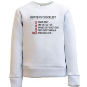 Детский свитшот  с принтом  "Hunters checklist"