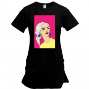 Удлиненная футболка Blonde on pink background