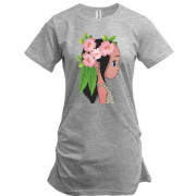 Удлиненная футболка Baby with flowers 1