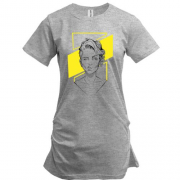 Удлиненная футболка Girl portrait art yellow