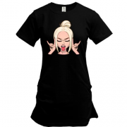 Удлиненная футболка Art. Blonde shows tongue