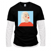 Комбінований лонгслів Blonde portrait art