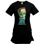 Удлиненная футболка Minecraft Boy with green doll