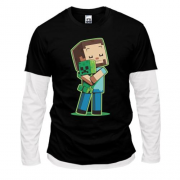Комбинированный лонгслив Minecraft Boy with green doll
