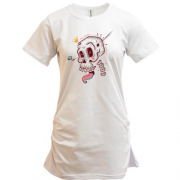 Подовжена футболка Skull with tongue. art