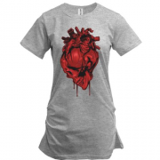 Подовжена футболка Skull Heart