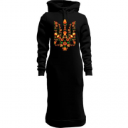 Жіноча толстовка-плаття з гербом України в стилі петриківського розпису