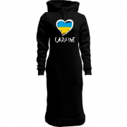Жіноча толстовка-плаття з надписью "Україна" і сердечком