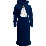 Женская толстовка-платье с котом ёлкой
