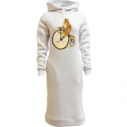 Женская толстовка-платье Кот на велосипеде