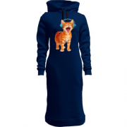 Женская толстовка-платье с котенком в наушниках