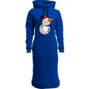 Женская толстовка-платье с прикольным снеговиком