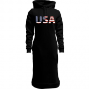 Женская толстовка-платье с надписью "USA"