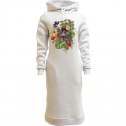 Женская толстовка-платье Клубника с цветами