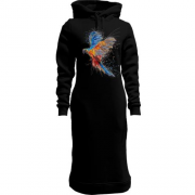 Женская толстовка-платье с порхающим попугаем