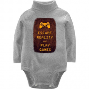 Детский боди LSL с надписью "Escape reality and play games"