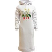 Женская толстовка-платье с цветущей веточкой земляники