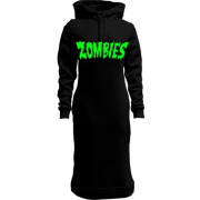 Женская толстовка-платье  с надписью Zombies
