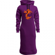 Женская толстовка-платье оранжевый дракон