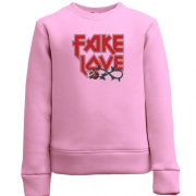 Детский свитшот с надписью "Fake love"