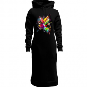 Женская толстовка-платье с цветной 3-D абстракцией